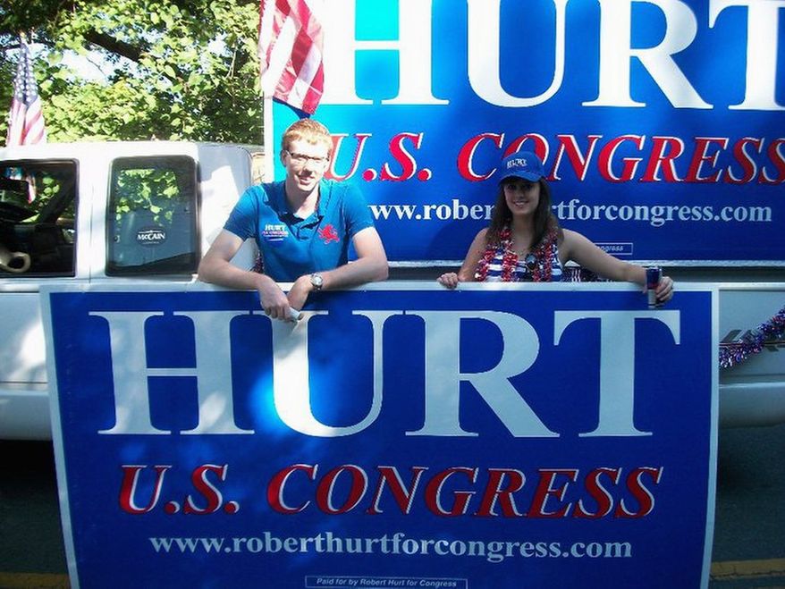 PROVIDED BY HURT FOR U.S. CONGRESS
Reports on the Internet suggest that Republican Robert Hurt is far ahead of his opponent, incumbent Rep. Tom Perriello, a Democrat, in the effort to cover the 5th Congressional District of Virginia with their signs as the U.S. House campaign comes to a close after next week.