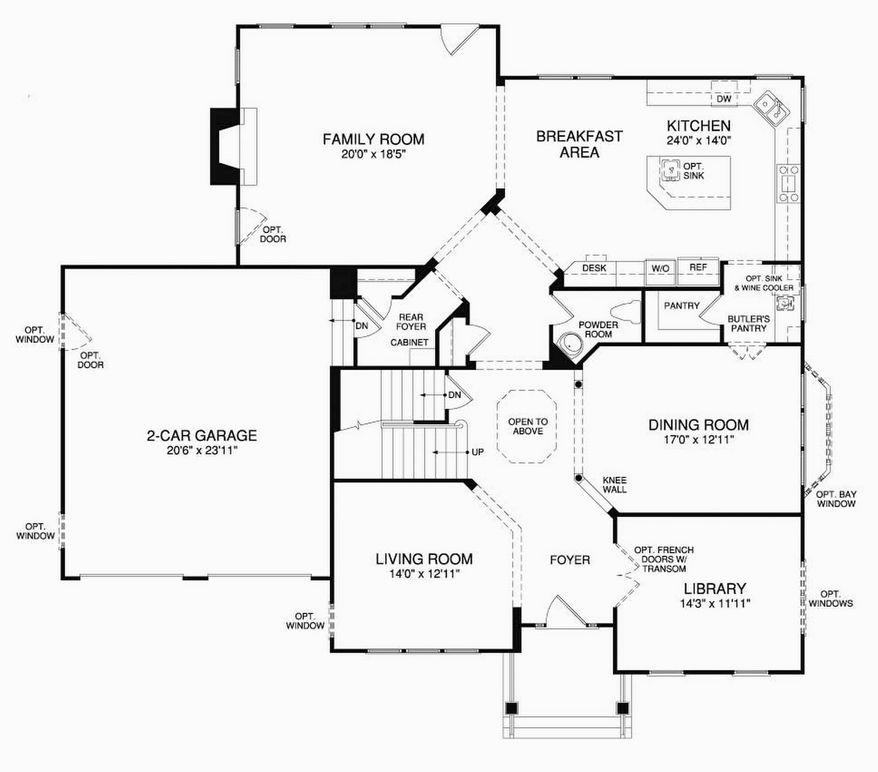 The Montgomery model includes a library, formal living and dining rooms, a family room and a center-island kitchen and breakfast area on the main level.
