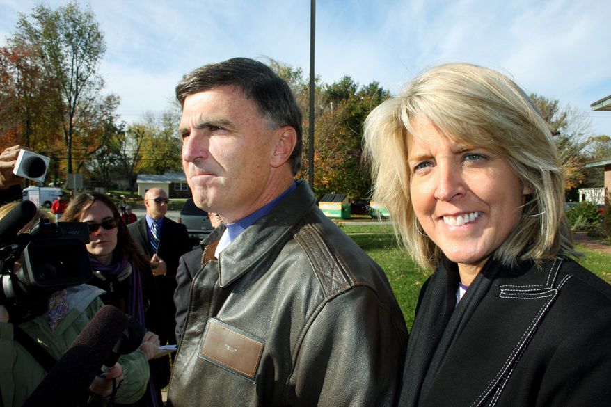 ASSOCIATED PRESS
Republican former Gov. Robert L. Ehrlich Jr. and candidate for governor talks to reporters before voting in Annapolis, Md., with his wife, Kendel Ehrlich, on Tuesday.
