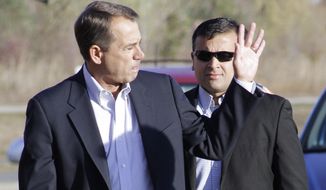 U.S. Rep. John Boehner, Ohio Republican, waves as he arrives at his voting location, Tuesday, Nov. 2, 2010, in West Chester, Ohio. (AP Photo/Al Behrman)