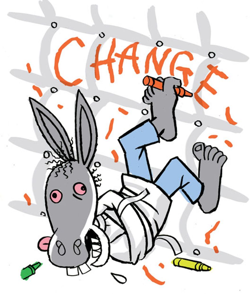 Illustration: Democratic delusion by Alexander Hunter for The Washington Times