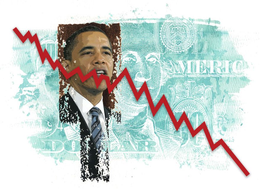 Illustration: Obama's economy by Greg Groesch for The Washington Times