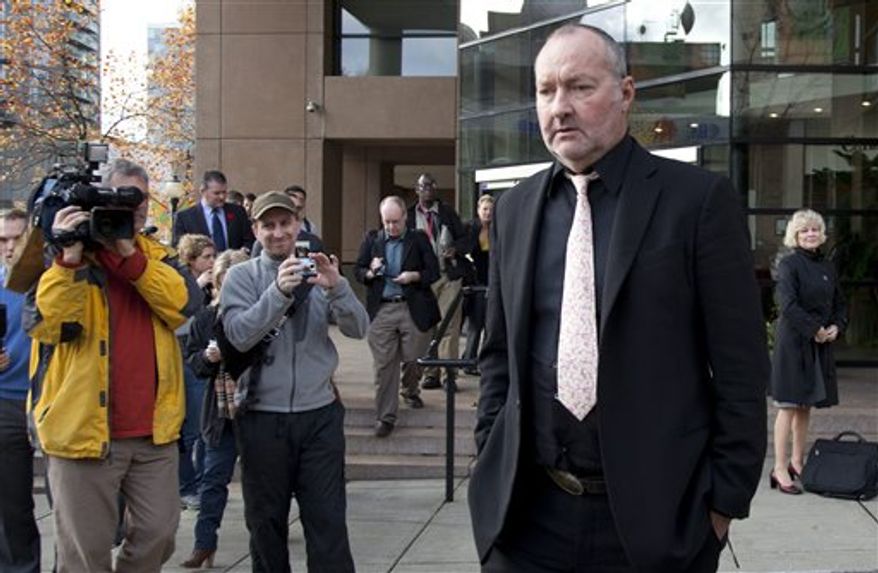 Actor Randy Quaid leaves the Immigration and Refugee Board offices following his immigration hearing in Vancouver, Monday, Nov. 8, 2010. Quaid and his wife Evi were arrested in Vancouver last month on warrants from the U.S., prompting them to make their now-infamous refugee claim. (AP Photo/The Canadian Press, Jonathan Hayward)