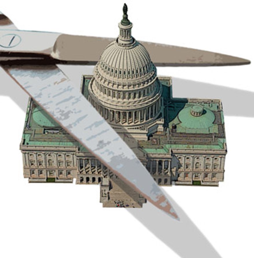 Illustration: Capitol cuts by Greg Groesch for The Washington Times