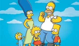 ** FILE ** In this undated publicity photo released by Fox, characters from the animated series, &quot;The Simpsons,&quot; from left, Maggie, Marge, Lisa, Homer and Bart, are shown. (AP Photo/Fox)