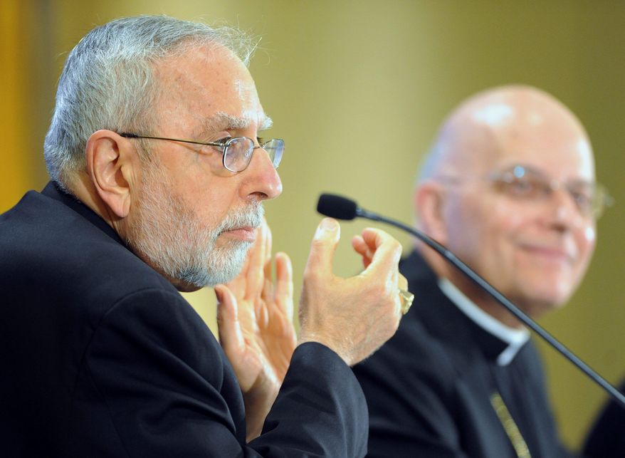 Bishop Gerald Kicanas (left) of Tucson, Ariz., vice president of the U.S. Conference of Catholic Bishops lost his bid to be elected president Tuesday.