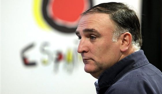 In this Oct. 13, 2010, file photo, Spanish chef Jose Andres takes part in a news conference in New York. (AP Photo/Richard Drew, File)