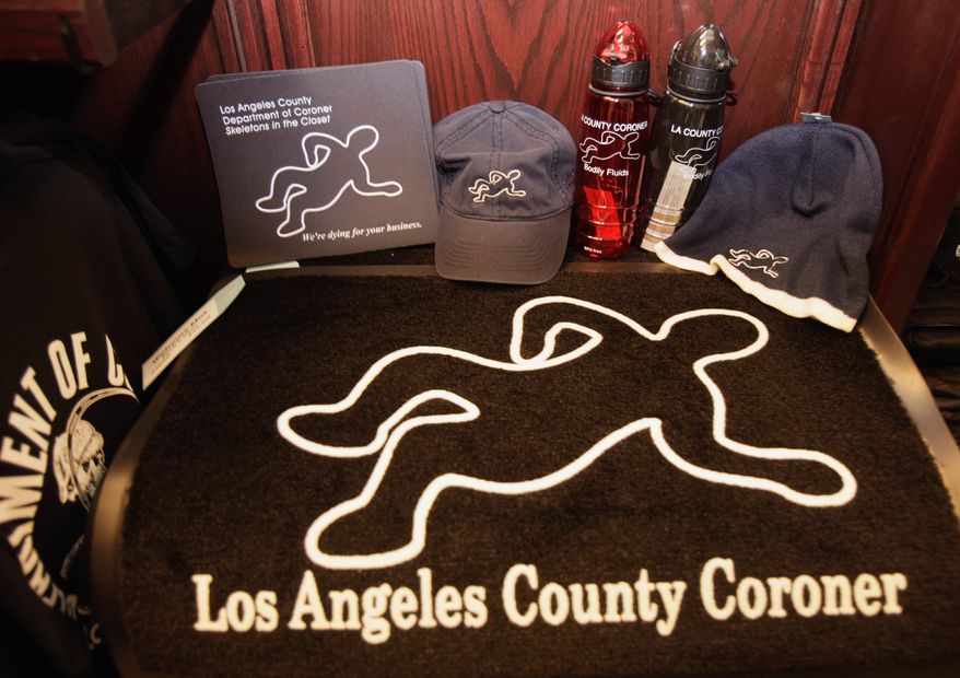 Merchandise inside the Los Angeles County coroner's gift shop has not been popular enough to be profitable, but county auditors think Skeletons in a Closet could be a moneymaker if the department ramps up marketing. (Associated Press)