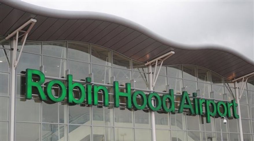 In this May 16, 2008 photo, the exterior of a passenger terminal building at Robin Hood Airport, Doncaster, England. A man who was convicted and fined for tweeting that he planned to blow up an airport will take his case to Britain's High Court in a test of the limits of free speech on the Internet, his lawyers said Monday, Nov. 22, 2010. Attorneys for Paul Chambers said prominent human rights lawyer Ben Emmerson has been instructed to lead the legal challenge to Chambers' conviction. (AP Photo/Anna Gowthorpe, PA) UNITED KINGDOM OUT NO SALES NO ARCHIVE