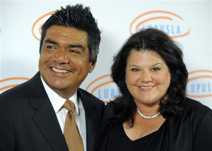 FILE - In this May 19, 2010, file photo, talk show host George Lopez attends TNT and TBS Upfront presentation at the Hammerstein Ballroom in New York. (AP Photo/Evan Agostini, file)