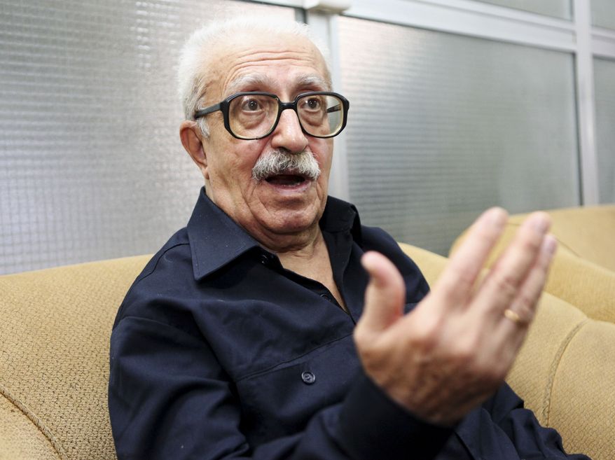 ** FILE ** Tariq Aziz, Saddam Hussein's longtime foreign minister, speaks to the Associated Press in Baghdad in September 2010. An Iraqi court on Monday convicted Aziz of terrorizing Shi'ite Kurds during the Iran-Iraq war and sentenced him to 10 years in prison. (AP Photo/Hadi Mizban, File)