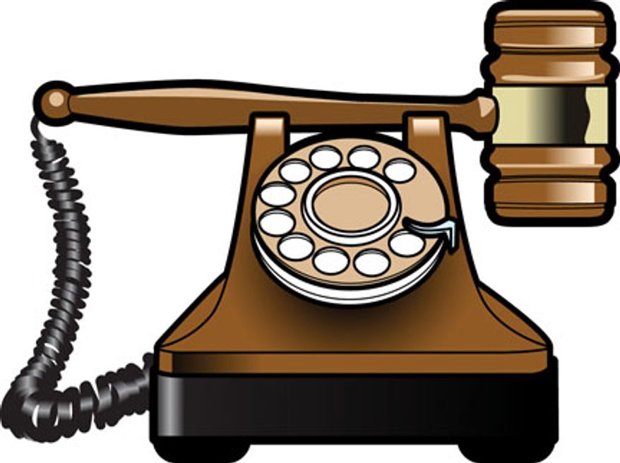 Illustration: Dial a lawyer by Linas Garsys for The Washington Times
