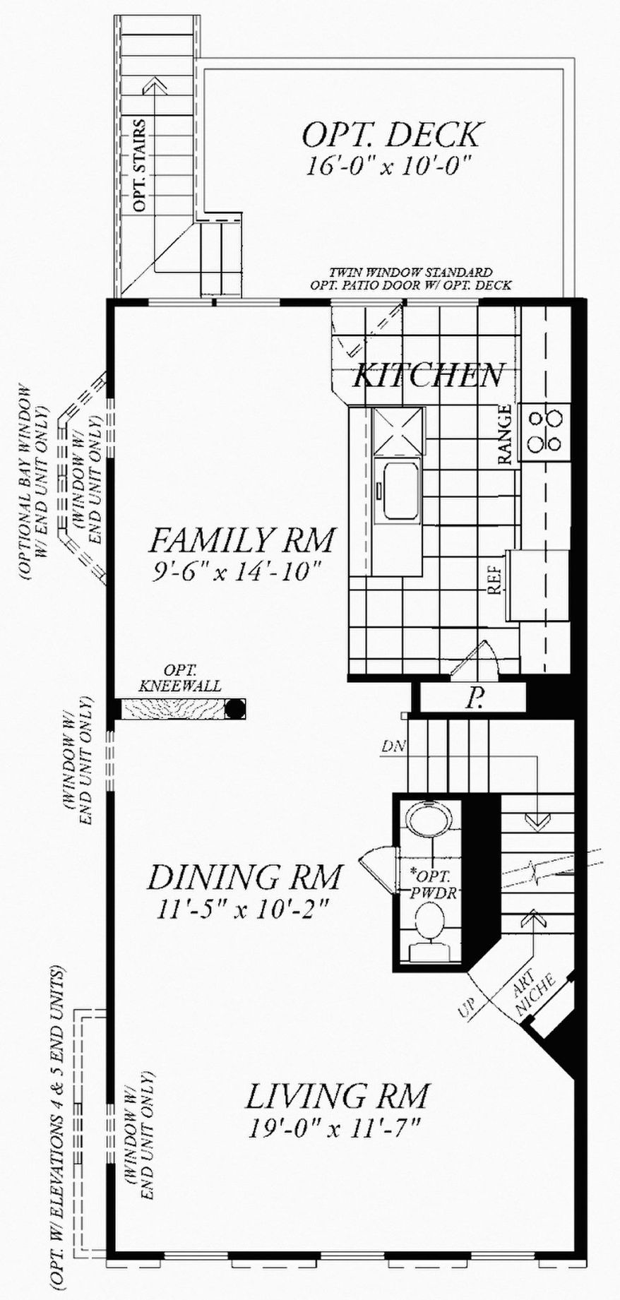 The main level of the Annapolis II model has a family room, a kitchen, a dining room and a living room with the option of adding a half wall. Upstairs are three bedrooms and two full baths.