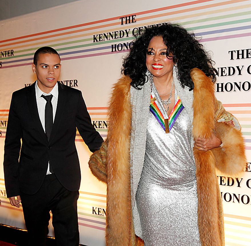 Diana Ross and her son Evan Ross walk the red carpet at the Kennedy Center Honors in Washington on Sunday, Dec. 5, 2010. Miss Ross was an honoree in 2007. (AP Photo/Jacquelyn Martin)