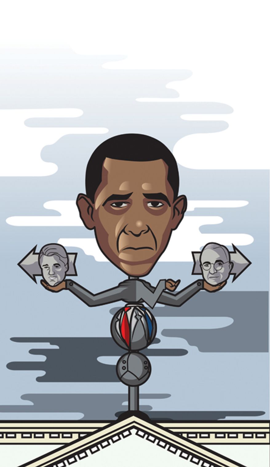 Illustration: Obama by Linas Garsys for The Washington Times