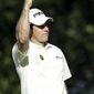 England golfer Lee Westwood holds the trophy after winning the Nedbank Golf Challenge in Sun City, South Africa on Sunday Dec. 5, 2010. Westwood confirmed his year-end No. 1 ranking with an eight-shot win on Sunday.(AP Photo/Themba Hadebe)