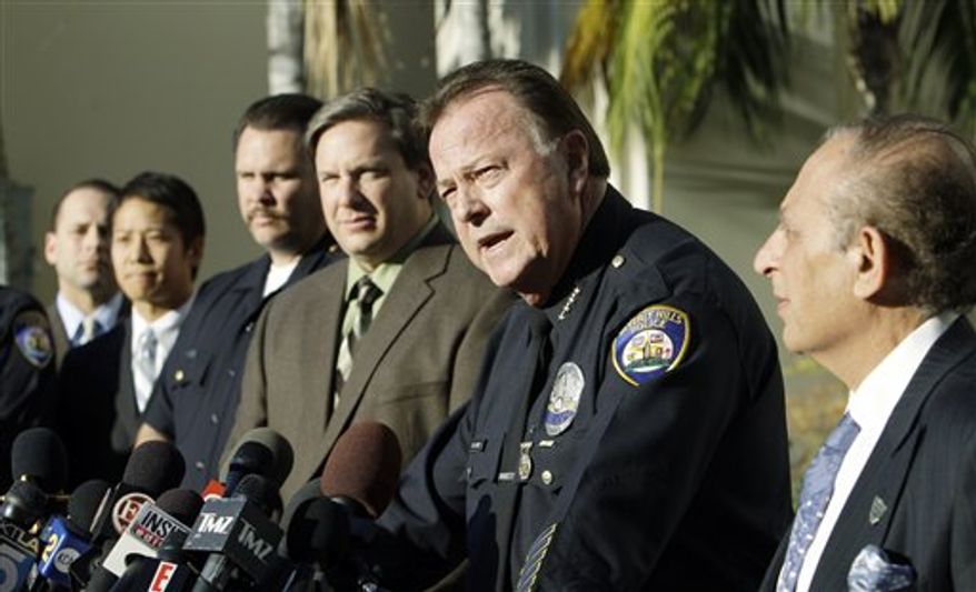 Beverly Hills, Calif., Police Chief Dave Snowden talks to reporters about the murder of publicist Ronni Chasen, at a news conference at police headquarters Wednesday, Dec. 8, 2010. (AP Photo/Reed Saxon)