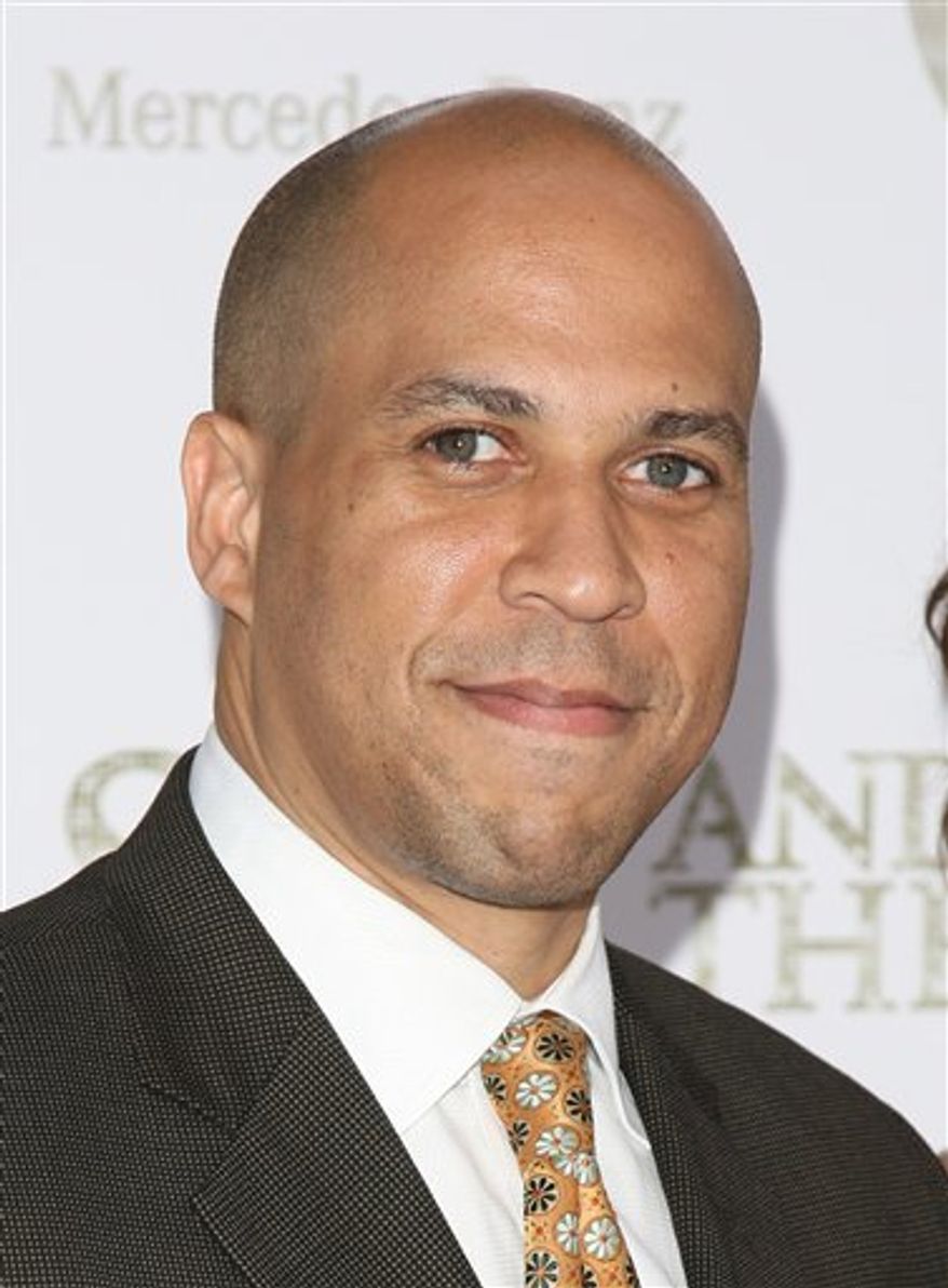 FILE - In this May 24, 2010 file photo, Cory Booker attends a premiere in New York. The six-part series "Brick City," an award-winning documentary set in Newark, will be shown on the Sundance Channel. (AP Photo/Peter Kramer, File)
