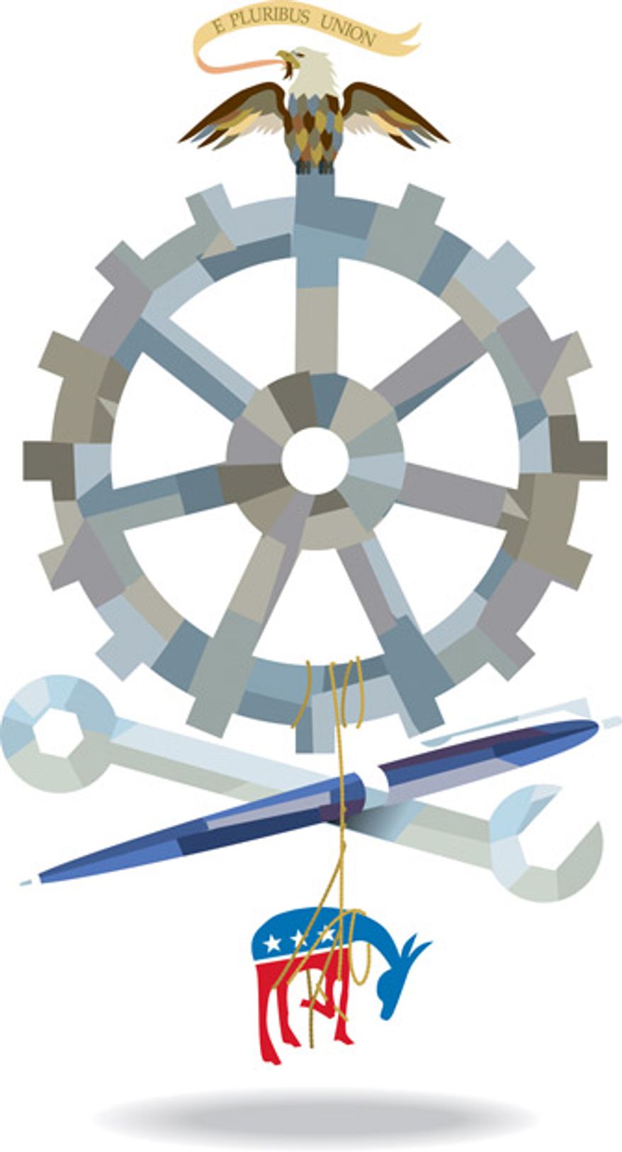 Illustration: Unions and Democrats by Linas Garsys for The Washington Times