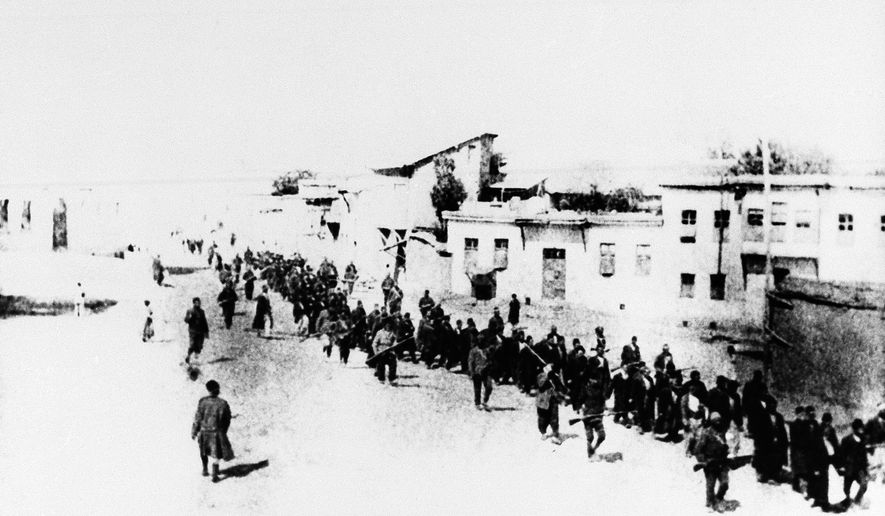 A scene in Turkey in 1915 when Armenians were marched long distances and said to have been massacred. The U.S. House of Representatives staffers said Friday, Dec. 17, 2010, that the House may vote next week on a resolution declaring the World War I-era killings of Armenians a genocide that could damage U.S. relations with critical ally Turkey. (AP Photo, File)
