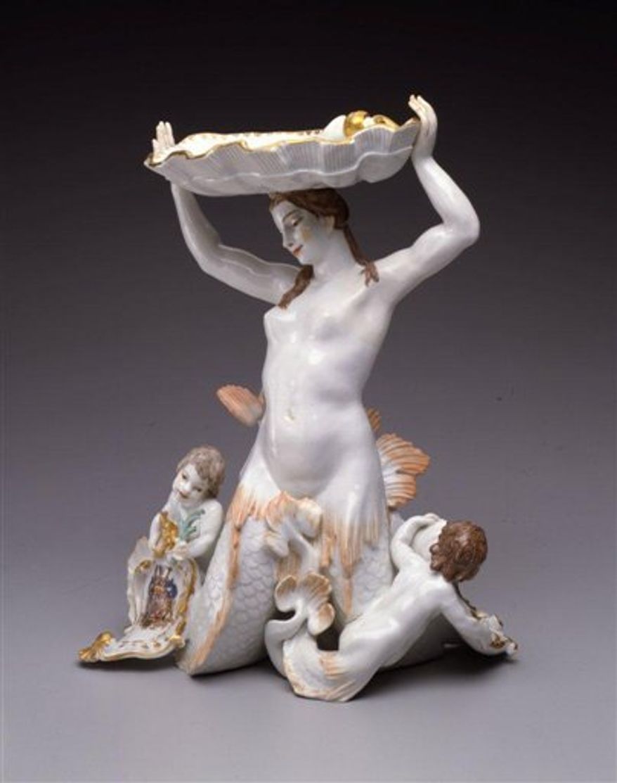 In this undated photo released by the Toledo Museum of Art, "Nereid Sweetmeat Stand" is shown. The Ohio museum is returning to Germany the 18th-century porcelain centerpiece believed to have been stolen from a castle where it was hidden by a museum during World War II. The Toledo Museum of Art and U.S. Immigration and Customs Enforcement said Thursday, Dec. 23, 2010 that "Nereid Sweetmeat Stand" will go back to the Dresden Museum. Customs officials say the German museum was loaned the piece in 1920 by the family who owned it. (AP Photo/Toledo Museum of Art) NO SALES