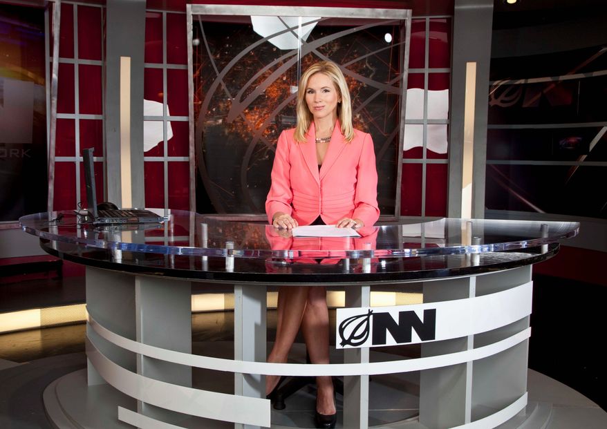 Brooke Alvarez is the anchor-spoofer on "Fact Zone" on the "Onion News Network," premiering Jan. 21 on the IFC. Another Onion series, "Onion SportsDome," starts Tuesday on Comedy Central. (IFC via Associated Press)