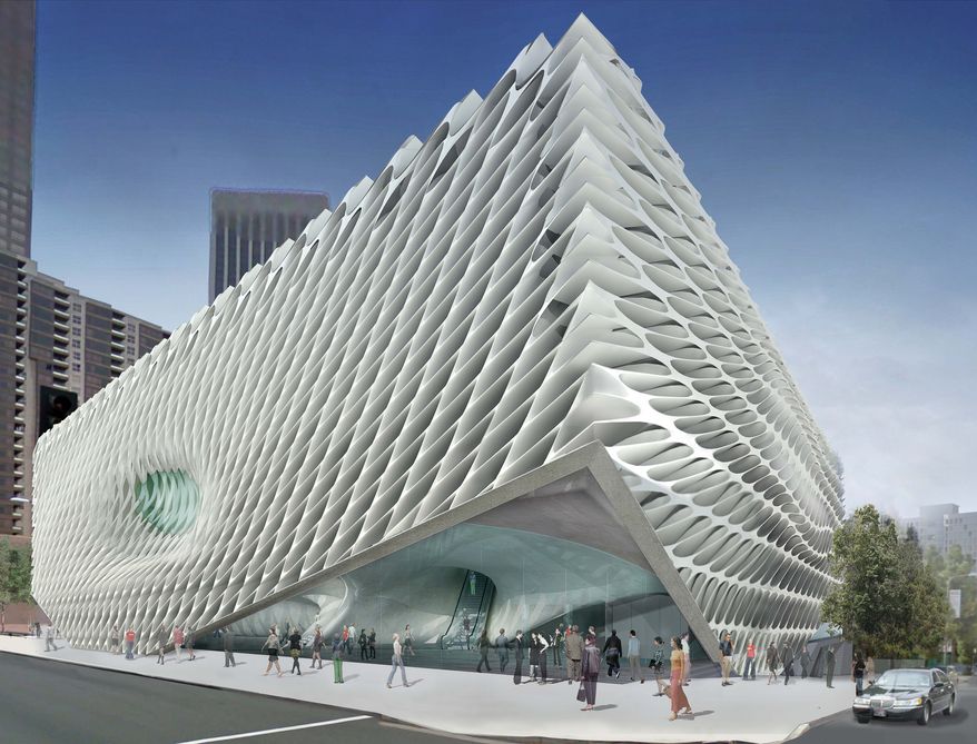 This architectural rendering by Diller Scofidio and Renfro, released, on Thursday, Jan. 6, 2011, by the Broad Art Foundation shows the $130 million, museum billionaire Eli Broad plans to build on Bunker Hill in downtown Los Angeles. Broad's planned contemporary art museum, which will showcase his 2,000-piece collection that includes works by Salvador Dali and Joan Miro, is a three-story, $130 million honeycomb structure that will be known simply as Broad. (AP Photo/Diller Scofidio + Renfro via Broad Art Foundation)
