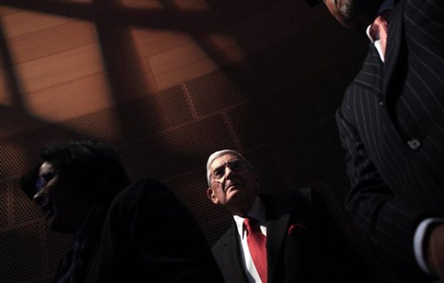 Billionaire Eli Broad speaks during the unveiling of the Broad Art Foundation contemporary art museum designs in Los Angeles, Thursday, Jan. 6, 2011. The Billionaire's planned downtown Los Angeles contemporary art museum is a three-story, $130 million honeycomb structure. (AP Photo/Jae C. Hong)