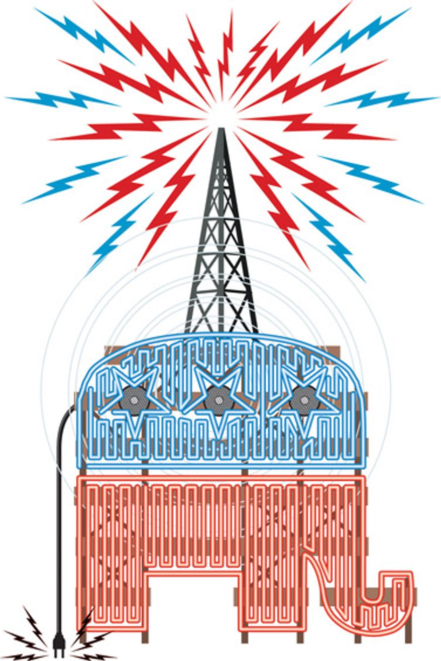 Illustration: Conservative media by Linas Garsys for The Washington Times