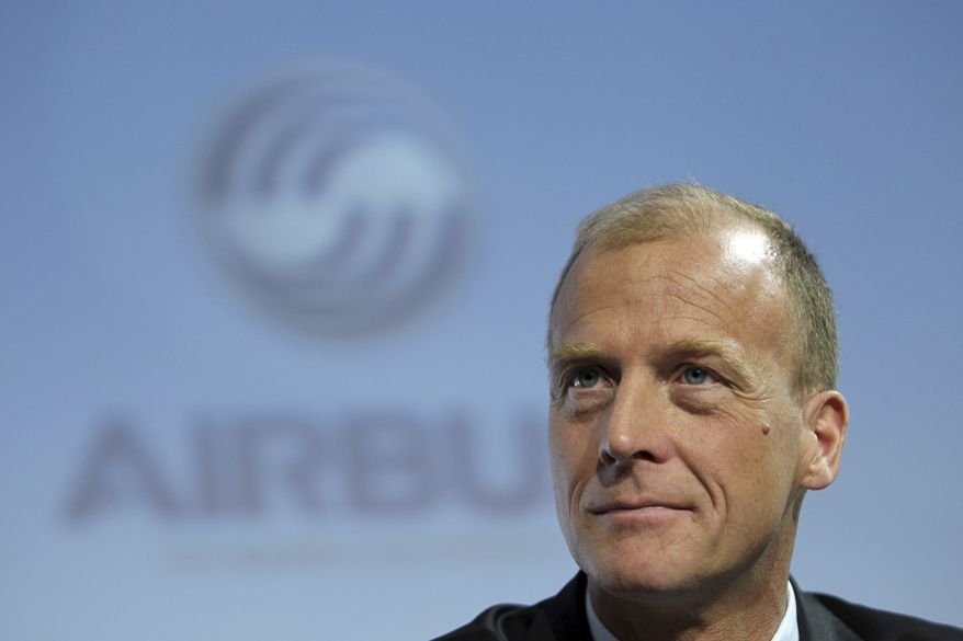 Airbus CEO Tom Enders listens during Airbus' annual press conference in Toulouse, France, on Monday, Jan. 17, 2011. Airbus said it took in 574 net new aircraft orders last year, beating rival Boeing Co. for the third year running as the international aviation market rebounded more strongly than expected from the steepest drop in its history. (AP Photo/Manuel Blondeau)