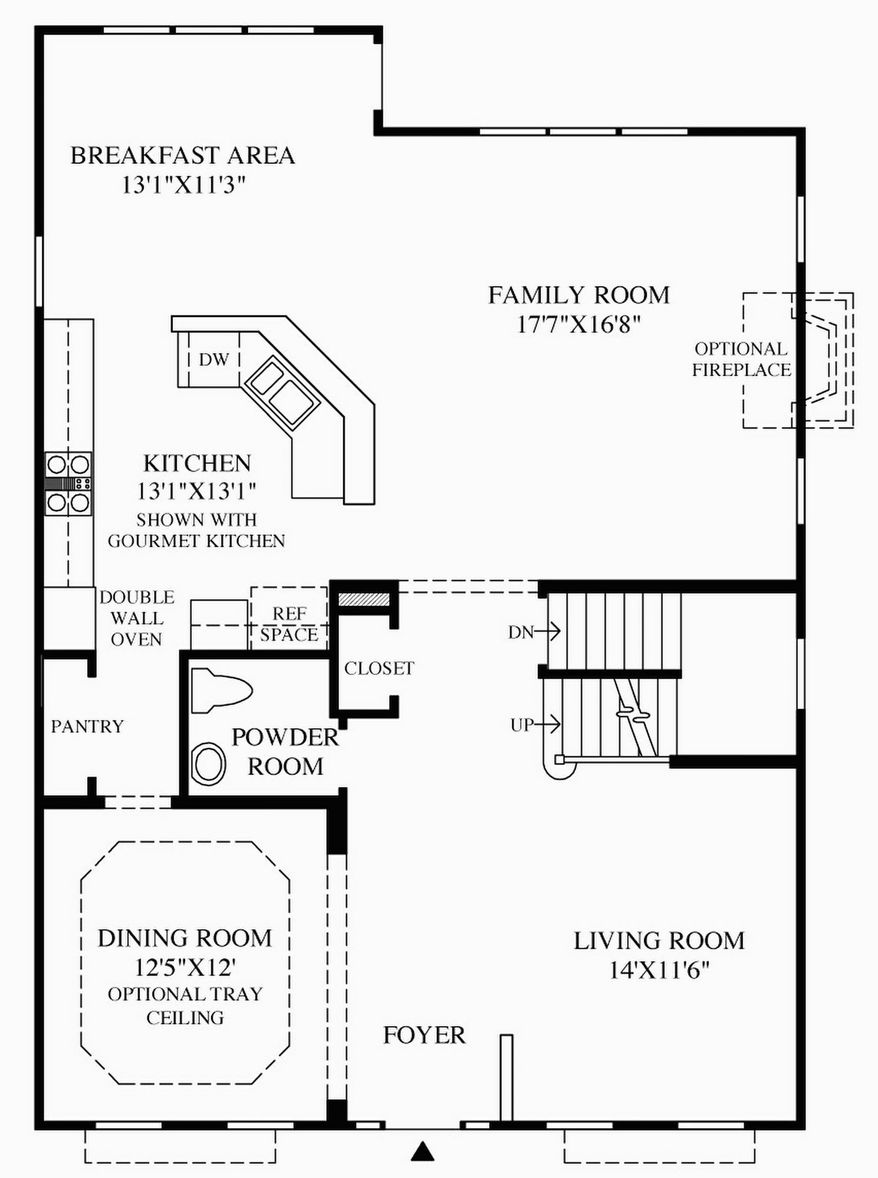 The Putnam model has an open family room, breakfast area and center-island kitchen across the back of the house and an expansive living room and formal dining room at the front. Upstairs are four bedrooms and two full baths.