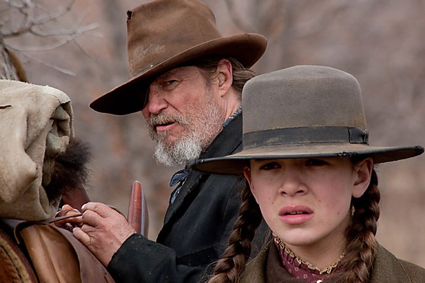 Jeff Bridges, left, and Hailee Steinfeld in a scene from "True Grit." The film was nominated for an Academy Award for best film, Tuesday, Jan. 25, 2011. The Oscars will be presented Feb. 27 at the Kodak Theatre in Hollywood. (AP Photo/Paramount Pictures)