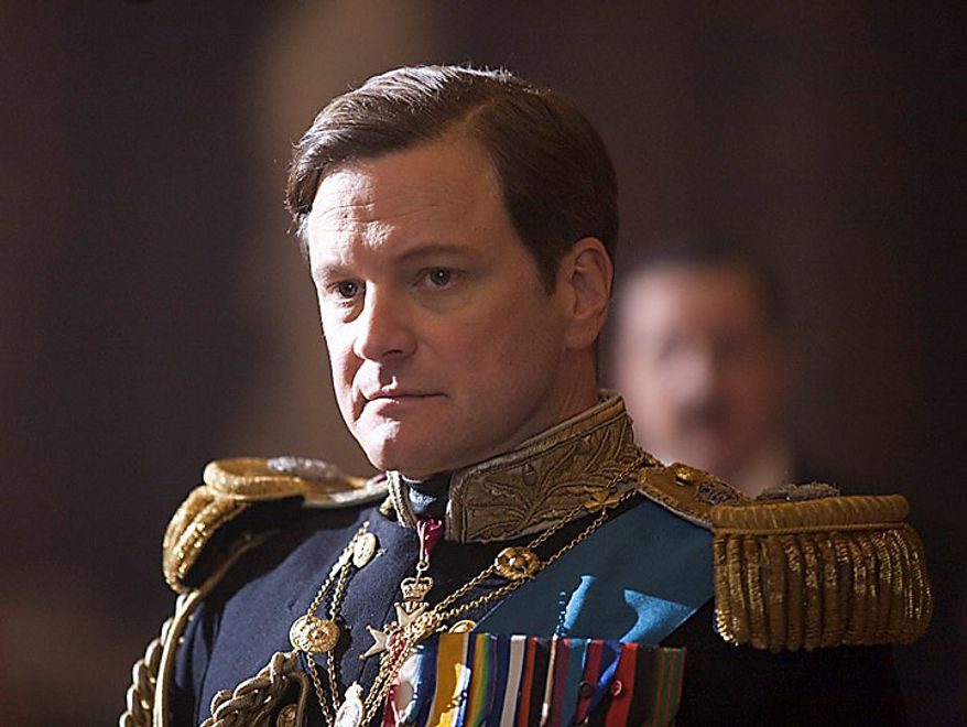 Colin Firth portrays King George VI in "The King's Speech." The film was nominated for an Academy Award for best film, Tuesday, Jan. 25, 2011. The Oscars will be presented Feb. 27 at the Kodak Theatre in Hollywood. (AP Photo/The Weinstein Company, Laurie Sparham)