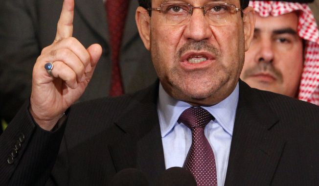 Iraqi Prime Minister Nouri al-Maliki said Friday, Feb. 4, 2011, he will return half of his annual salary to the government&#x27;s treasury in a symbolic effort to balance the standard of living between the nation&#x27;s rich and poor. (AP Photo/Hadi Mizban, File)