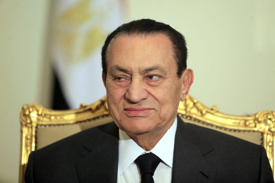 Egyptian President Hosni Mubarak meets with the Emirates foreign minister (not pictured) at the presidential palace in Cairo on Tuesday, Feb. 8, 2011. The meeting is the first appearance for Mr. Mubarak in front of international media following the country's Jan. 28 protests. (AP Photo/Amr Nabil)