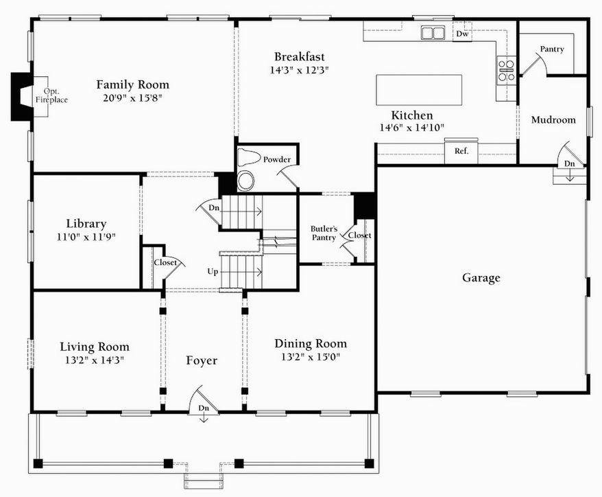 The main level of the Sycamore model has a family room that opens to the breakfast area and kitchen. The Sycamore has nearly 3,300 finished square feet and can be expanded with a finished attic, a finished lower level, a sun-room and room extensions.