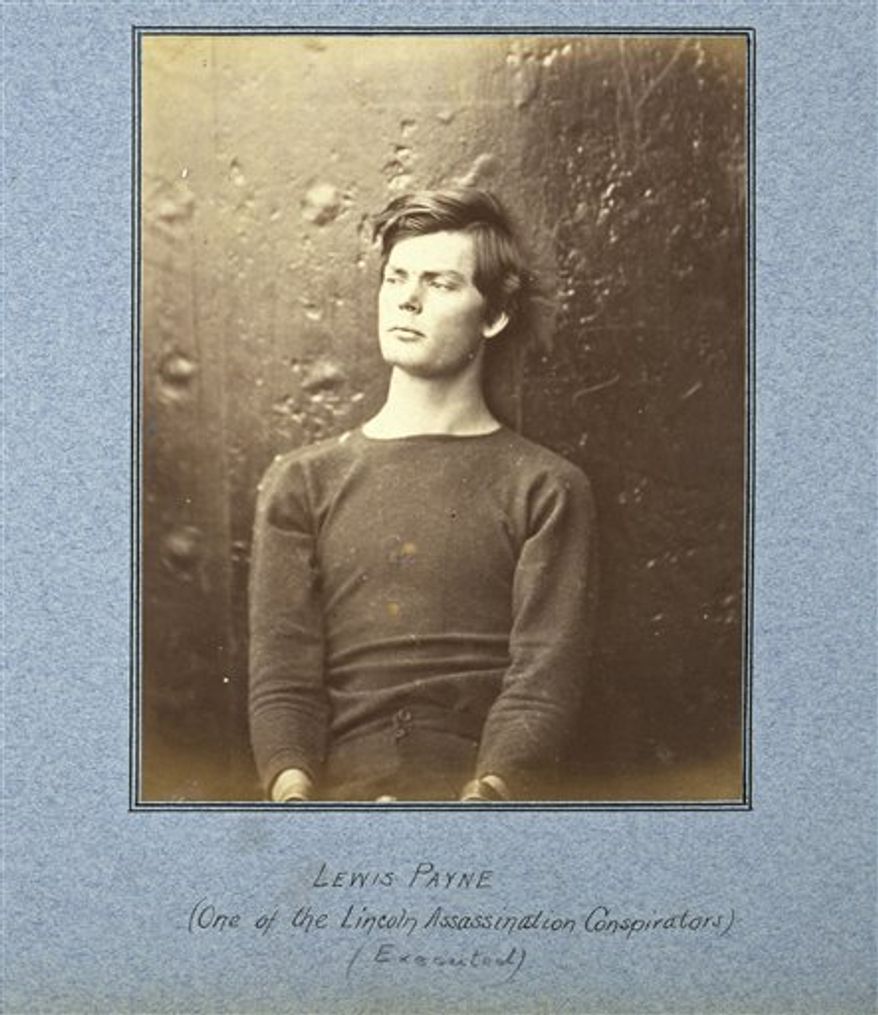 This 1865 photo provided by the George Eastman House shows Alexander Gardner's portrait of Lewis Payne, one of the conspirators in the assassination of Abraham Lincoln, before his execution. The albumen print, part of a Union officer's album illustrating the assassination plot, is on display with other Civil War-era photographs at the George Eastman House in Rochester, N.Y., through June 12, 2011. (AP Photo/George Eastman House, Alexander Gardner)