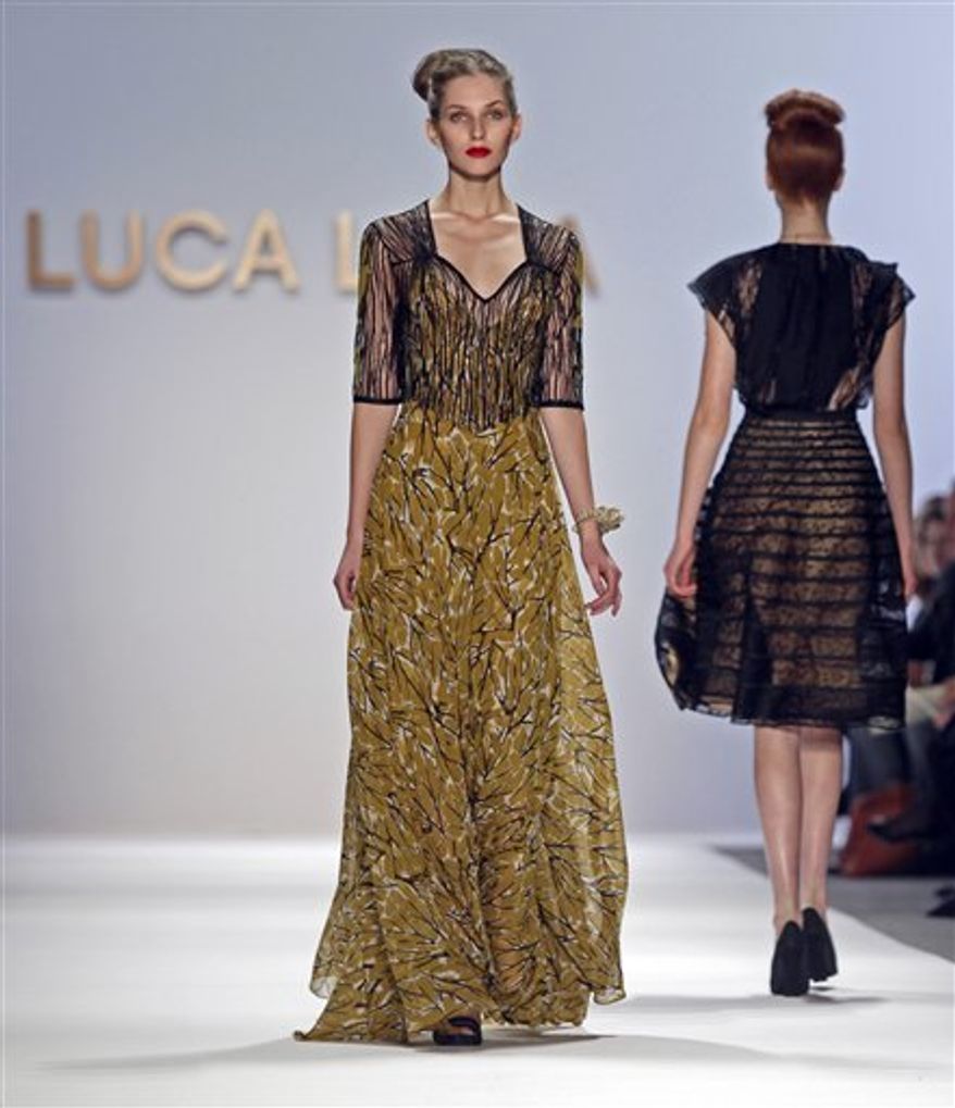 Fashion from the Fall 2011 collection of Luca Luca is modeled on Thursday, Feb. 10, 2011 in New York. (AP Photo)