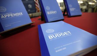 The 2012 federal budget is on display at the U.S. Government Printing Office at Washington on Thursday, Feb. 10, 2011. (AP Photo/Jacquelyn Martin)