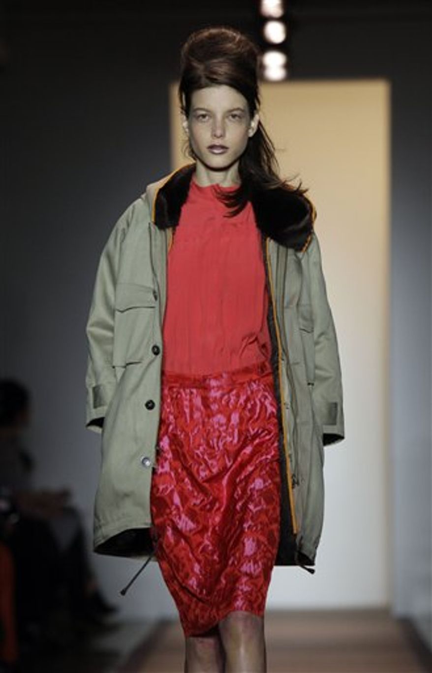 The fall 2011 collection of designer Peter Som is modeled during Fashion Week in New York, Friday, Feb. 11, 2011. (AP Photo/Richard Drew)