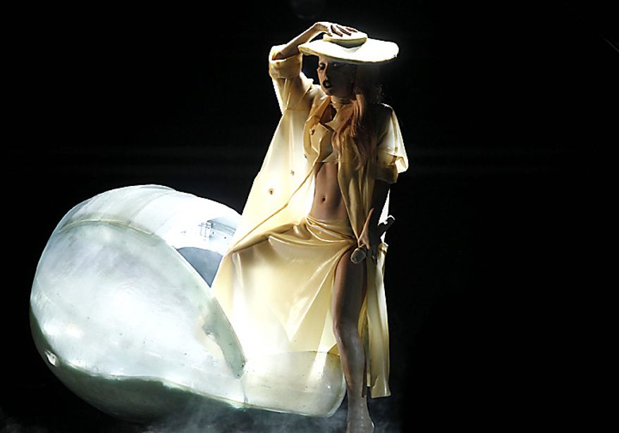 Lady Gaga performs at the 53rd annual Grammy Awards on Sunday, Feb. 13, 2011, in Los Angeles. (AP Photo/Matt Sayles)