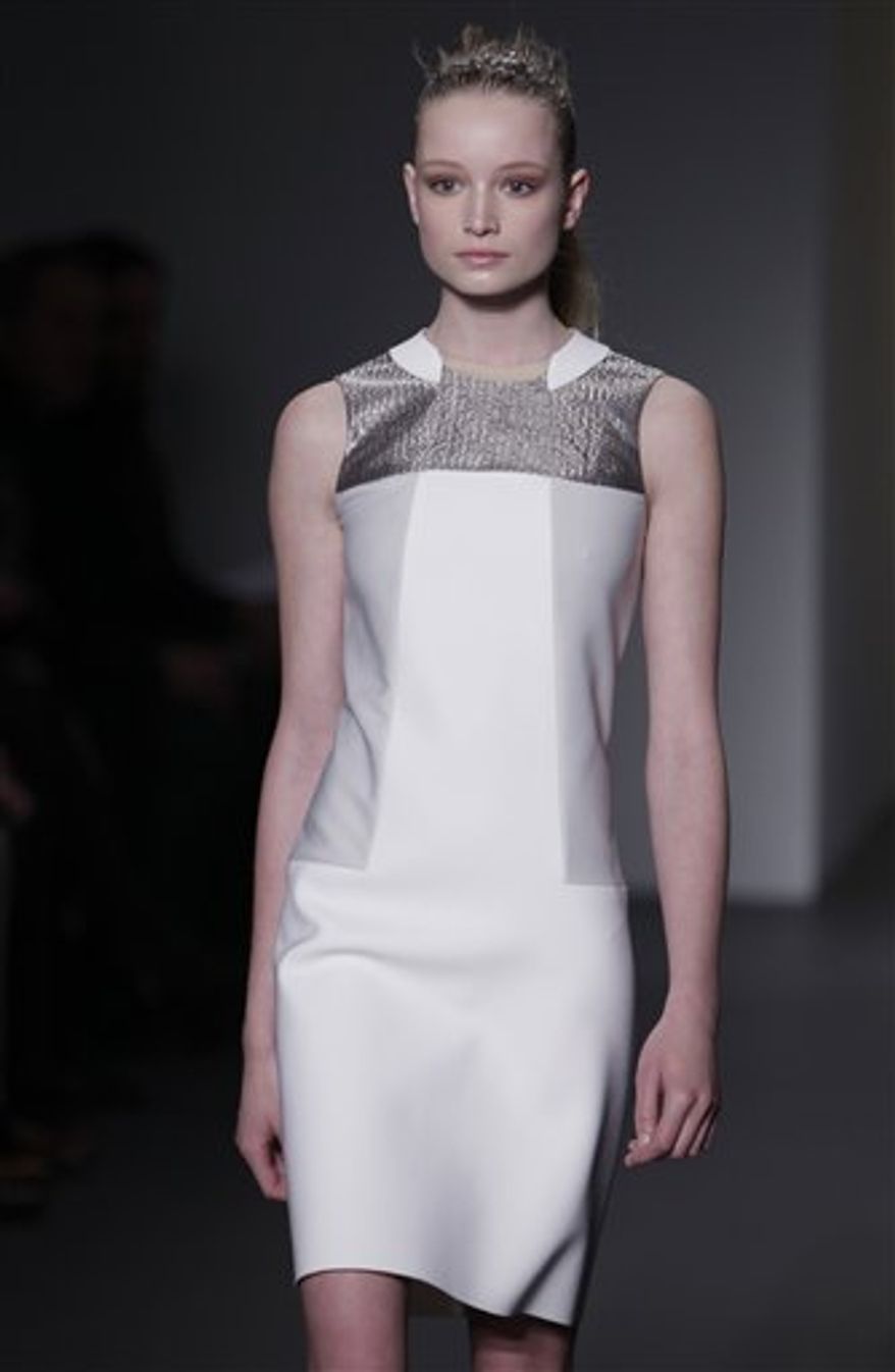 Fall 2011 fashion from Calvin Klein is modeled during Fashion Week in New York, Thursday, Feb. 17, 2011. (AP Photo/Seth Wenig)