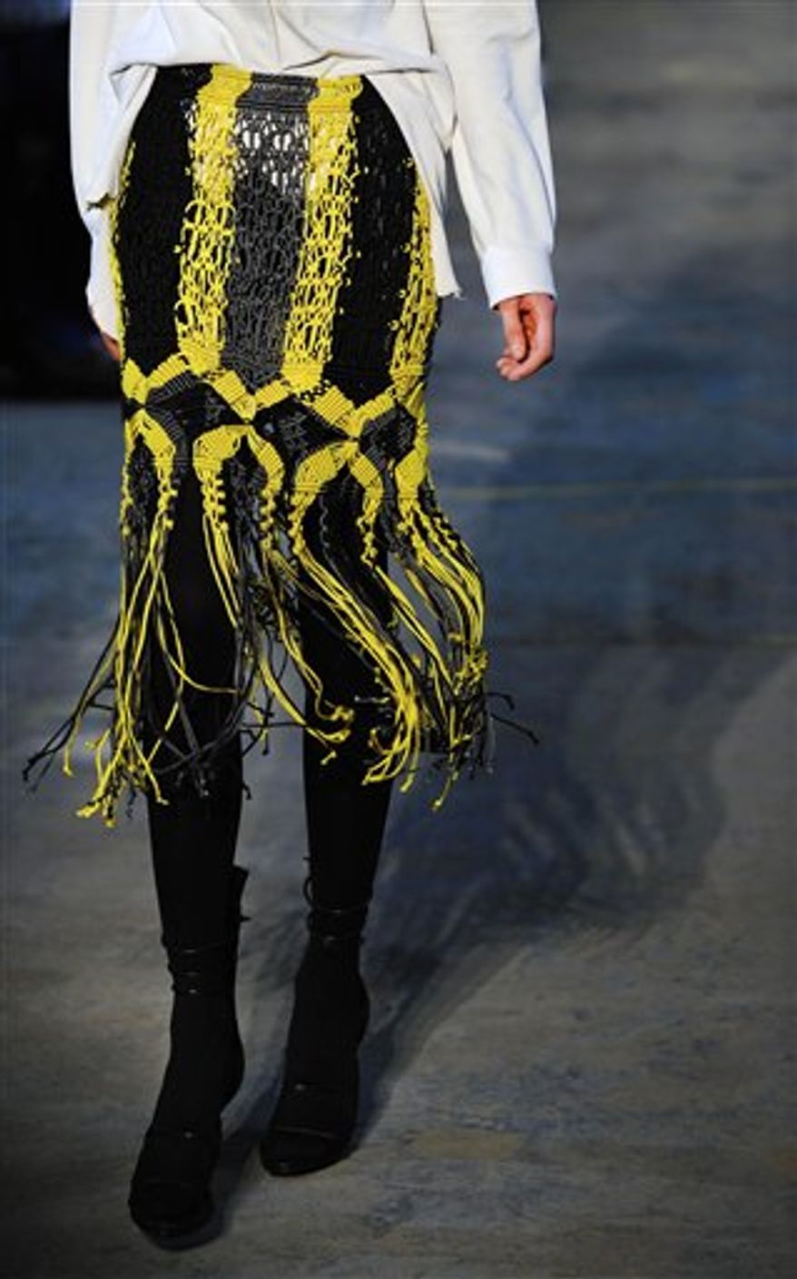 Fall 2011 fashion from designer Proenza Schouler is modeled during Fashion Week Wednesday, Feb. 16, 2011 in New York. (AP Photo/Stephen Chernin)