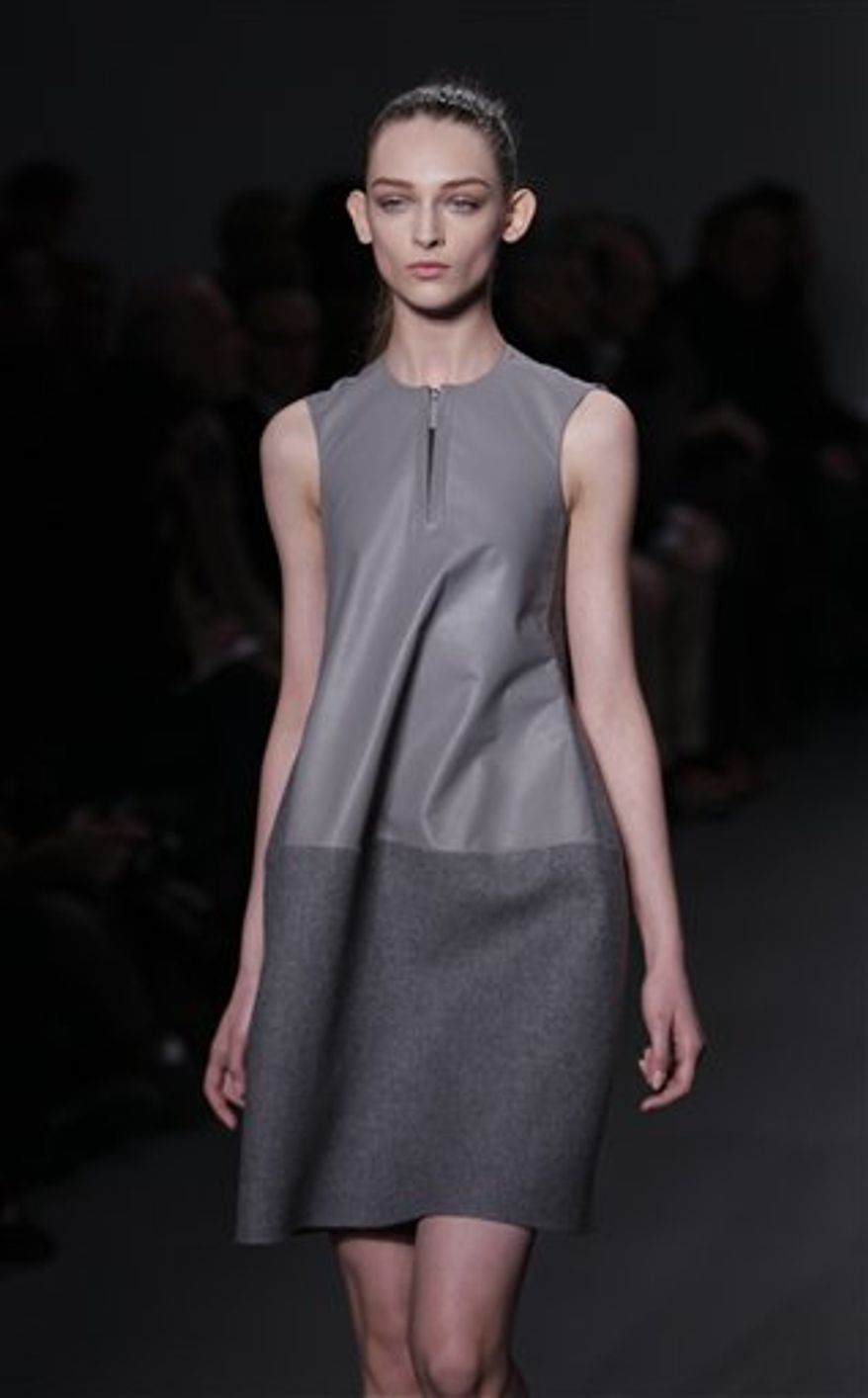Fall 2011 fashion from Calvin Klein is modeled during Fashion Week in New York, Thursday, Feb. 17, 2011. (AP Photo/Seth Wenig)