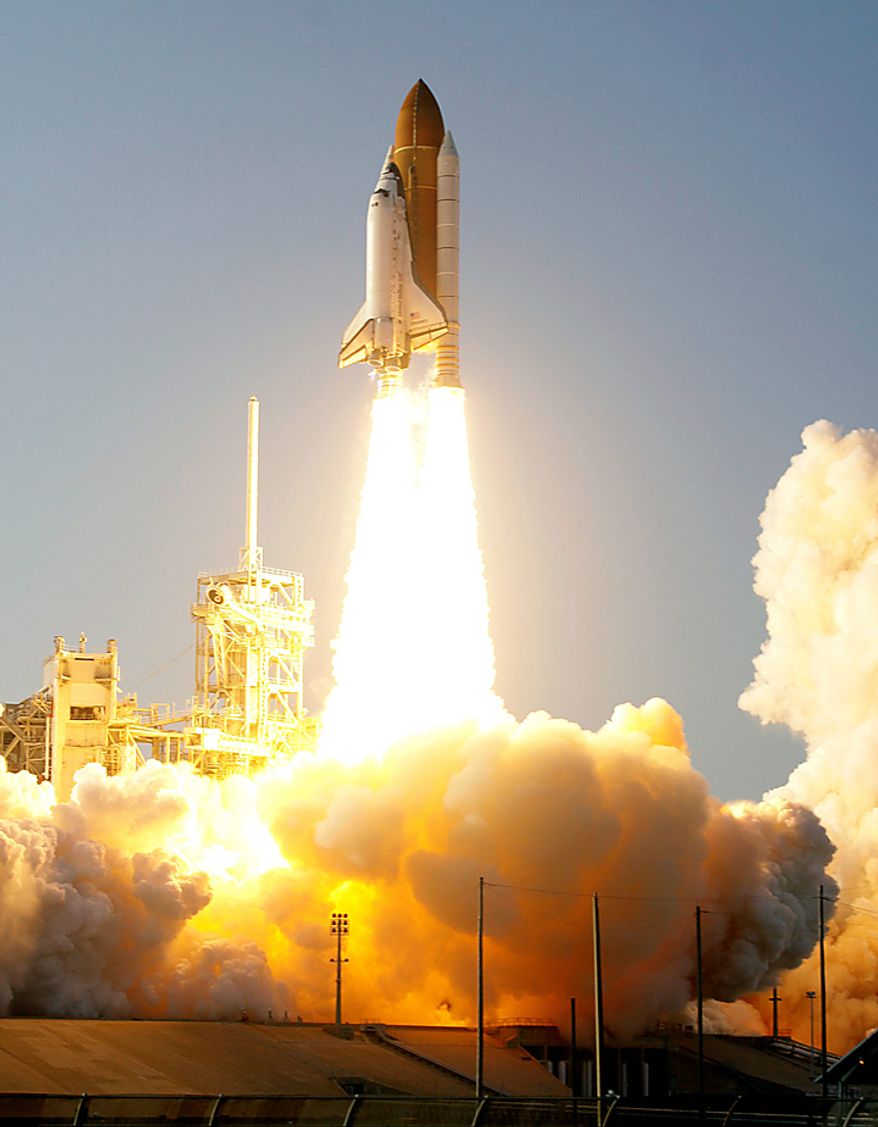 Space shuttle Discovery lifts off from Pad 39A at the Kennedy Space Center in Cape Canaveral, Fla., Thursday, Feb. 24, 2011. Discovery, on its last mission, will carry the Leonardo Permanent Multipurpose Module, or PMM, to the International Space Station. (AP Photo/John Raoux)