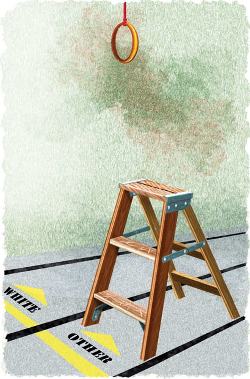 Illustration: Affirmative ladder by Alexander Hunter for The Washington Times
