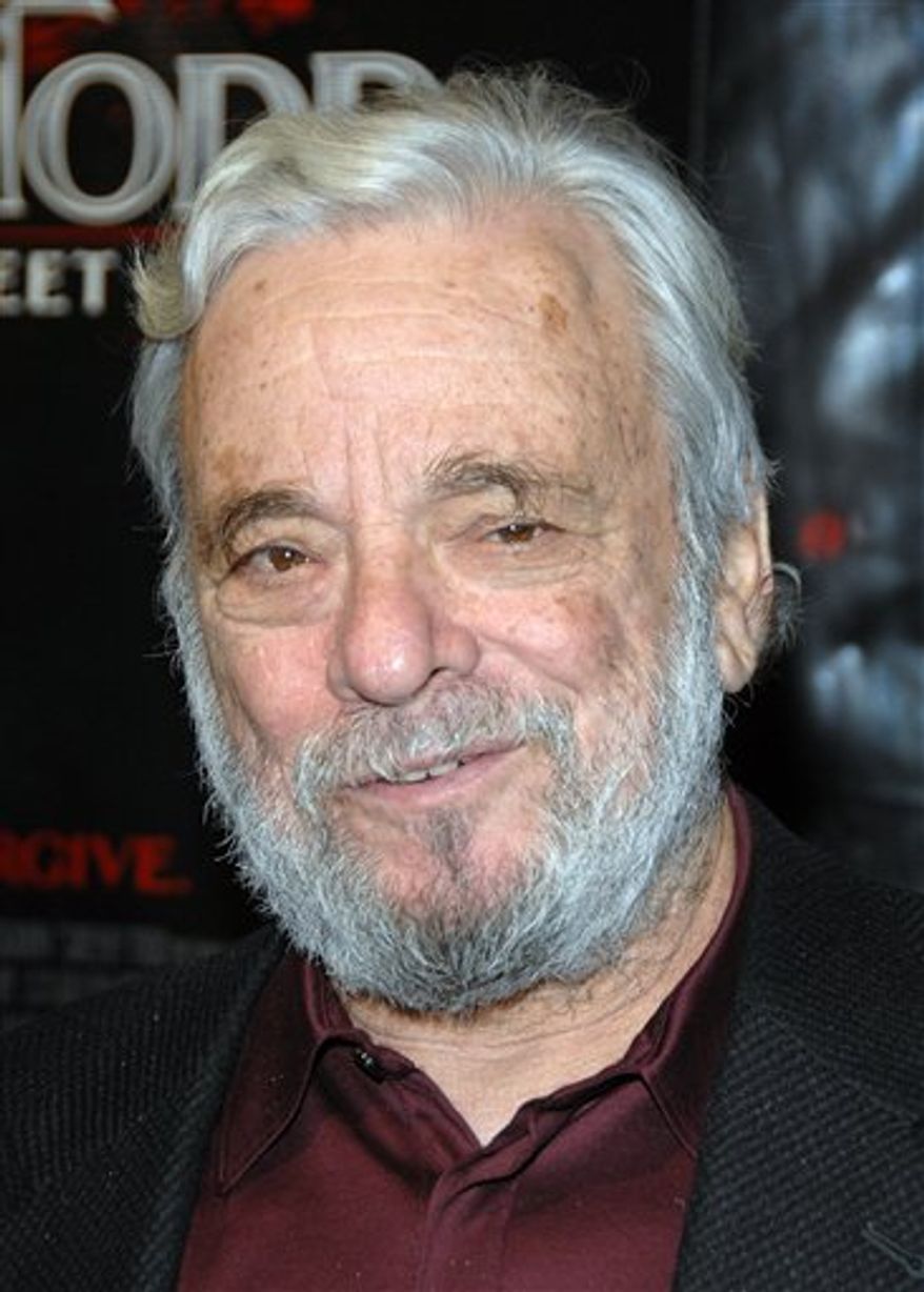 FILE - In this Dec. 3, 2007 file photo, composer Stephen Sondheim arrives at the premiere of "Sweeney Todd: The Demon Barber of Fleet Street" at the Ziegfeld Theatre in New York. Broadway master Stephen Sondheim is to receive a special prize at Britain's Laurence Olivier Theater Awards. Organizers said Friday, March 4, 2011, that the 80-year-old composer and lyricist would accept the award in person during the March 13 ceremony at London's Theatre Royal Drury Lane. (AP Photo/Peter Kramer, file)