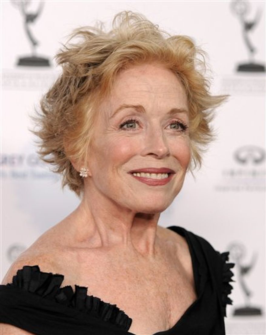 FILE - In this Aug. 27, 2010 file photo, actress Holland Taylor from the comedy series, "Two and a Half Men." arrives at the 62nd Primetime Emmy Awards Performers Nominee Reception in West Hollywood, Calif. (AP Photo/Chris Pizzello, file)