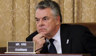 ** FILE ** Rep. Peter T. King, New York Republican and chairman of the House Homeland Security Committee, opens hearings into Islamic radicalization on Thursday, March 10, 2011, on Capitol Hill in Washington. Mr. King dismissed what he called the &quot;rage and hysteria&quot; surrounding the hearings. (AP Photo/Alex Brandon)