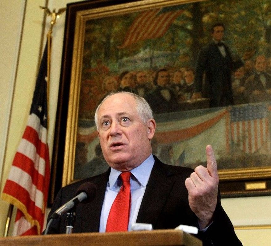 Illinois Gov. Pat Quinn speaks with reporters in his office at the Illinois State Capitol in Springfield where in January he defended a massive increase in state income taxes passed by lawmakers and promised to quickly sign the measure to help heal the state's ailing finances. (Associated Press)